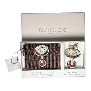 Rachel Zoe Espresso Martini Beaded Card Holder and Charm key Ring Set
